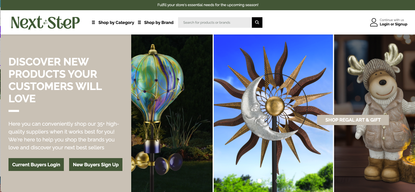 View of the Next Step Shop 24/7 B2B Website